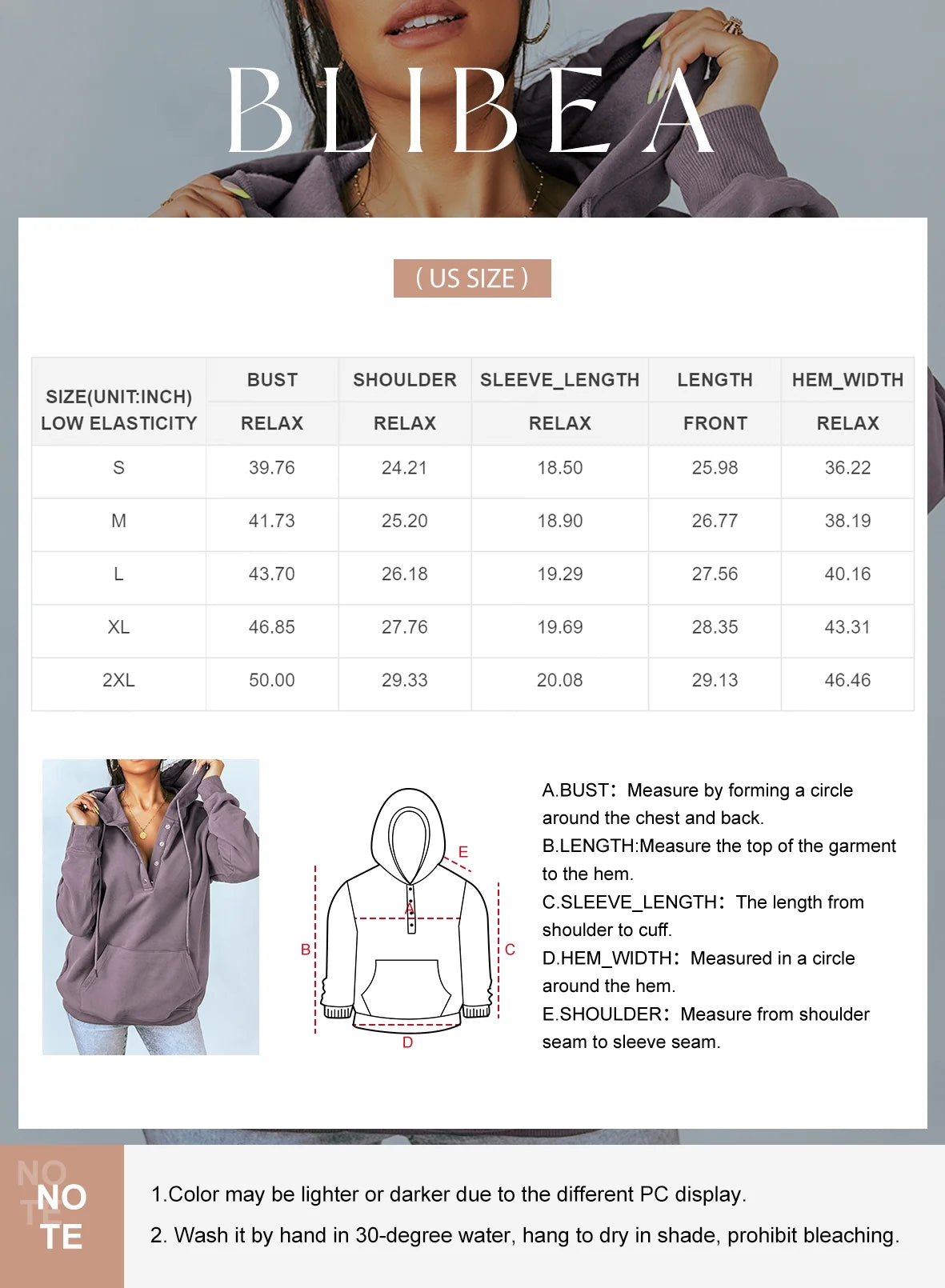 Hoodies for Women Sweatshirt Long Sleeve 1/4 Button Closure Drawstring Pullover Casual Hooded Tops