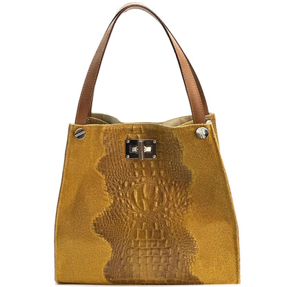 CARRY IT Italian Cow Leather Tote Bag - Made In Italy