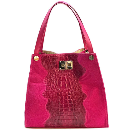 CARRY IT Italian Cow Leather Tote Bag - Made In Italy