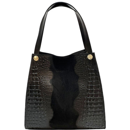 CARRY IT Italian Cow Leather Tote Bag - Made In Italy