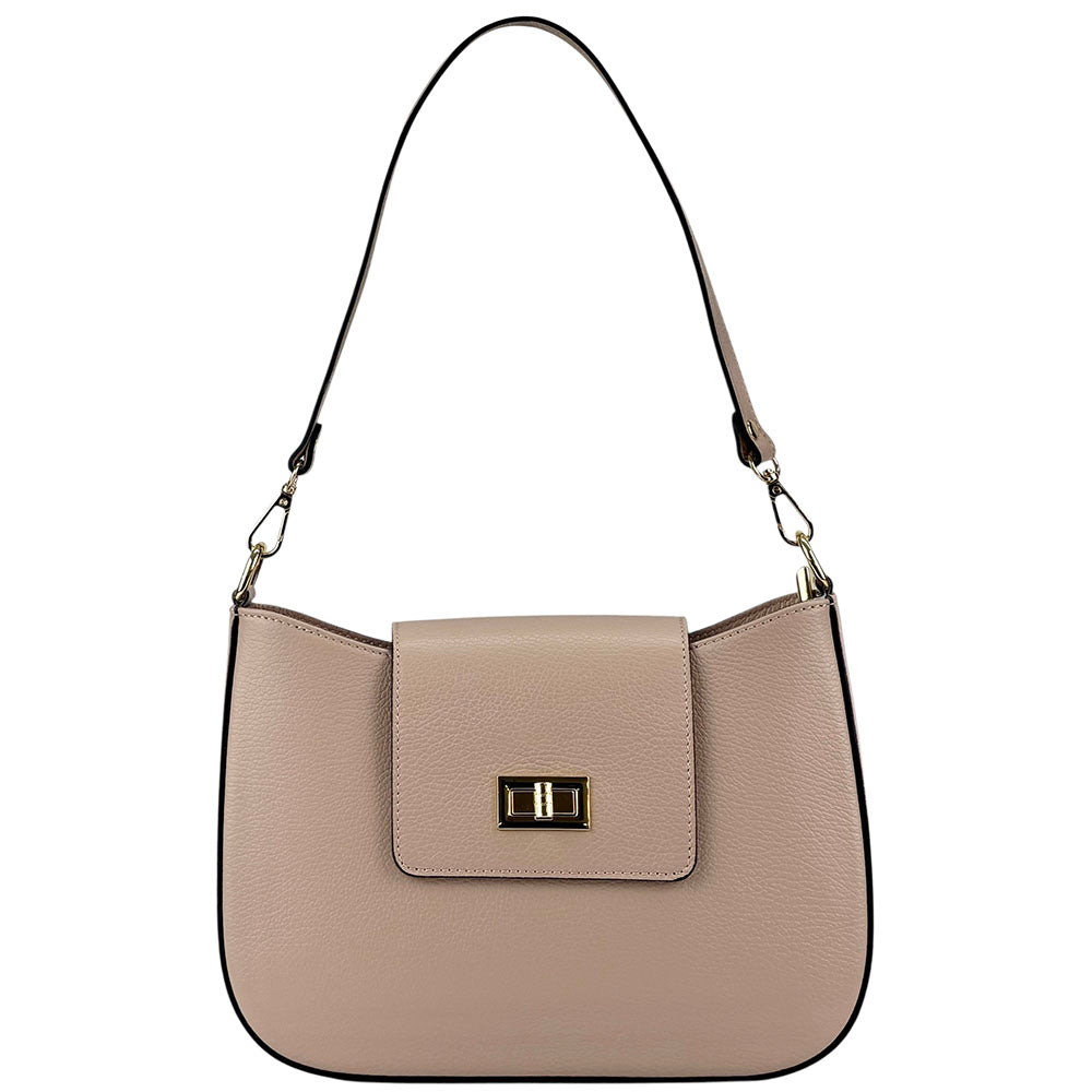 Costanza Structured Leather Shoulder Bag - Made In Italy