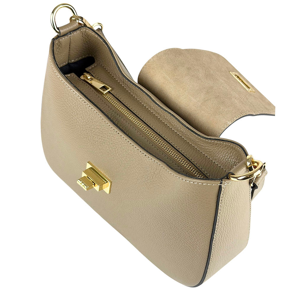 Costanza Structured Leather Shoulder Bag - Made In Italy