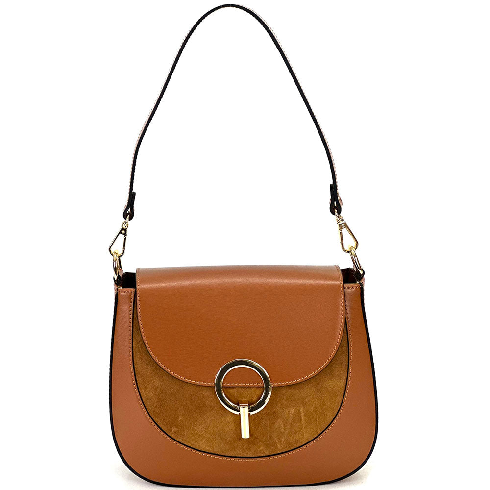 Enrica Convertible Leather Shoulder Bag - Made In Italy