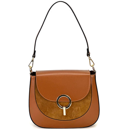 Enrica Convertible Leather Shoulder Bag - Made In Italy