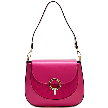 Enrica Convertible Leather Shoulder Bag - Made In Italy