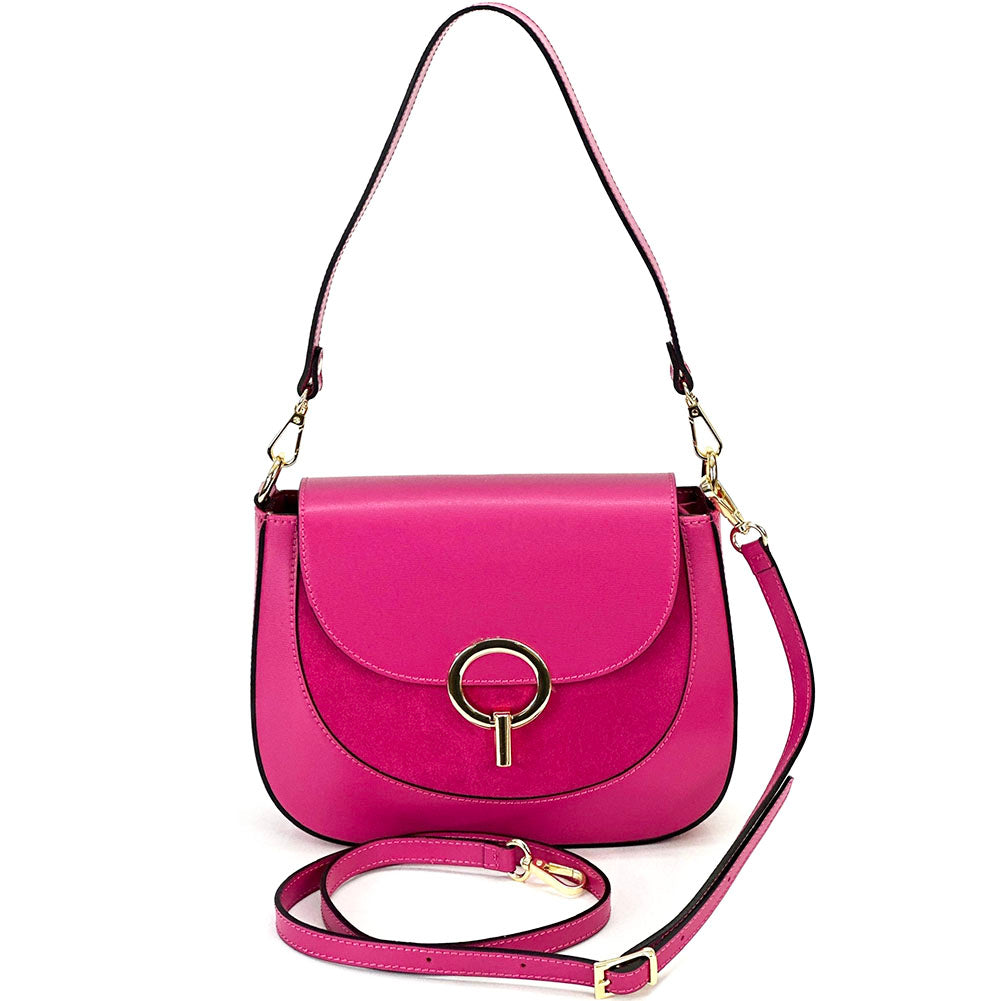 Enrica Convertible Leather Shoulder Bag - Made In Italy