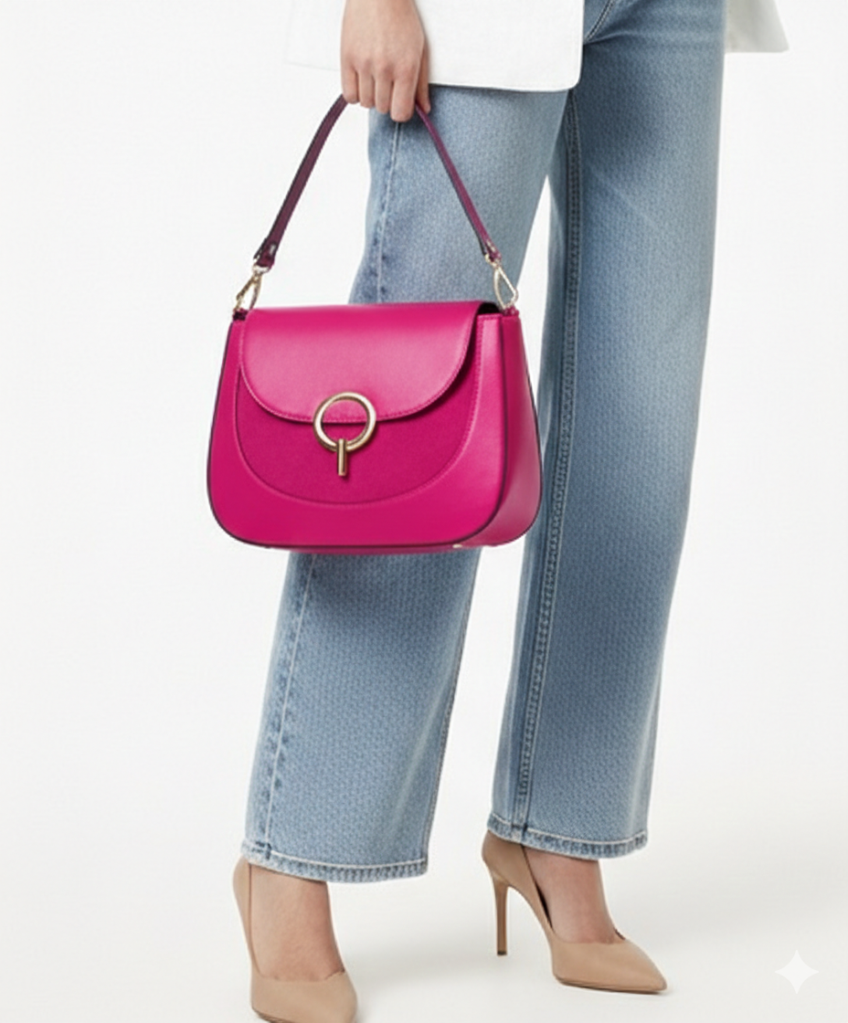 Enrica Convertible Leather Shoulder Bag - Made In Italy