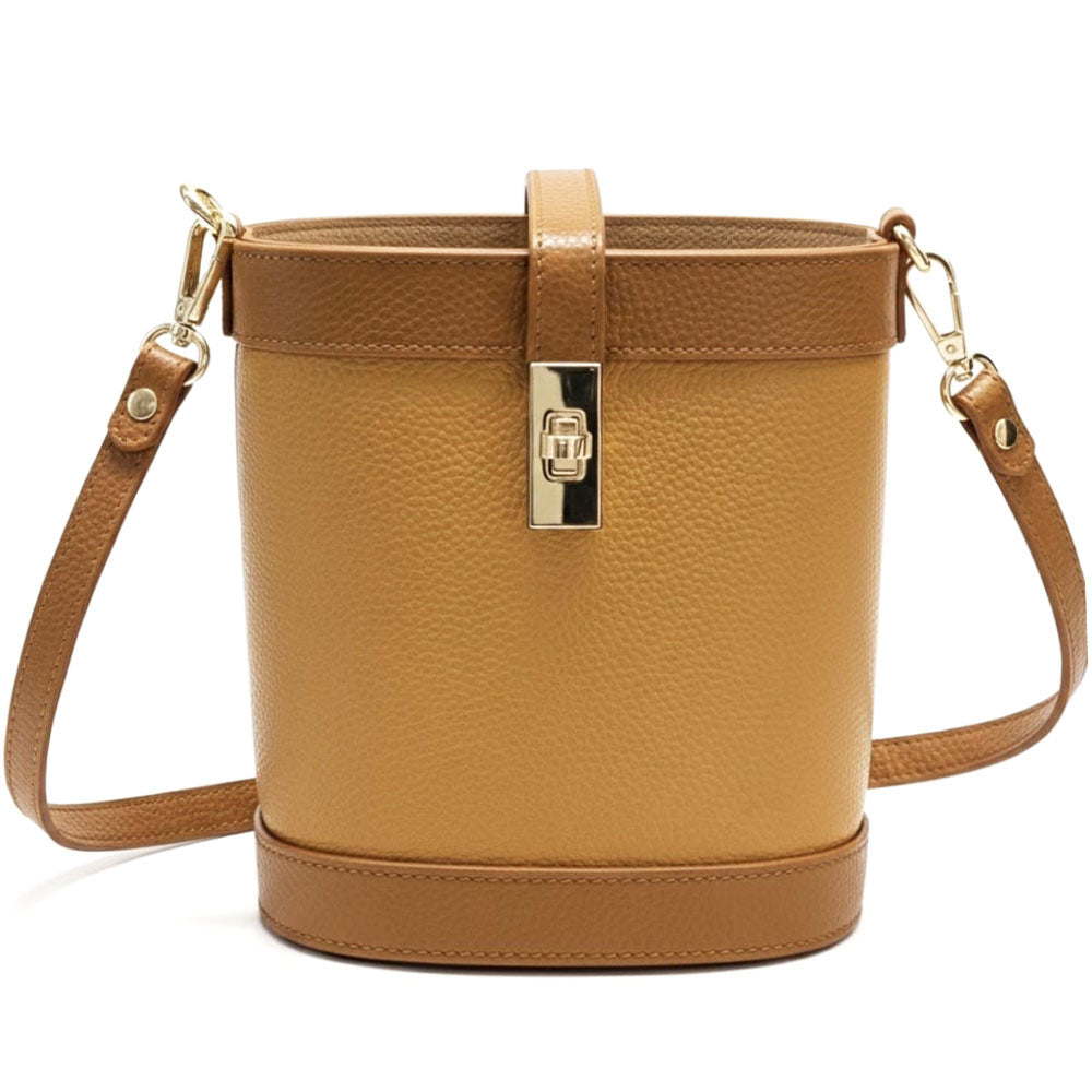 Juliette Cow Leather Bucket Bag - Made In Italy