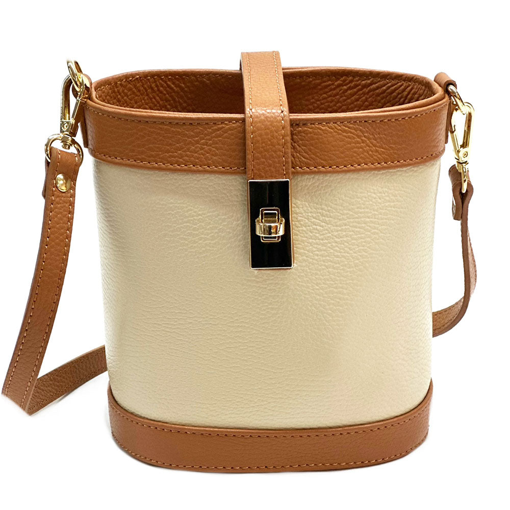 Juliette Cow Leather Bucket Bag - Made In Italy