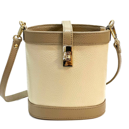 Juliette Cow Leather Bucket Bag - Made In Italy