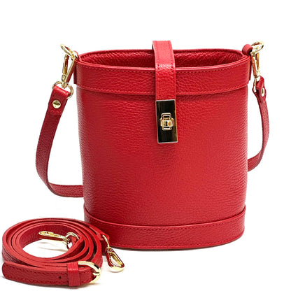 Juliette Cow Leather Bucket Bag - Made In Italy