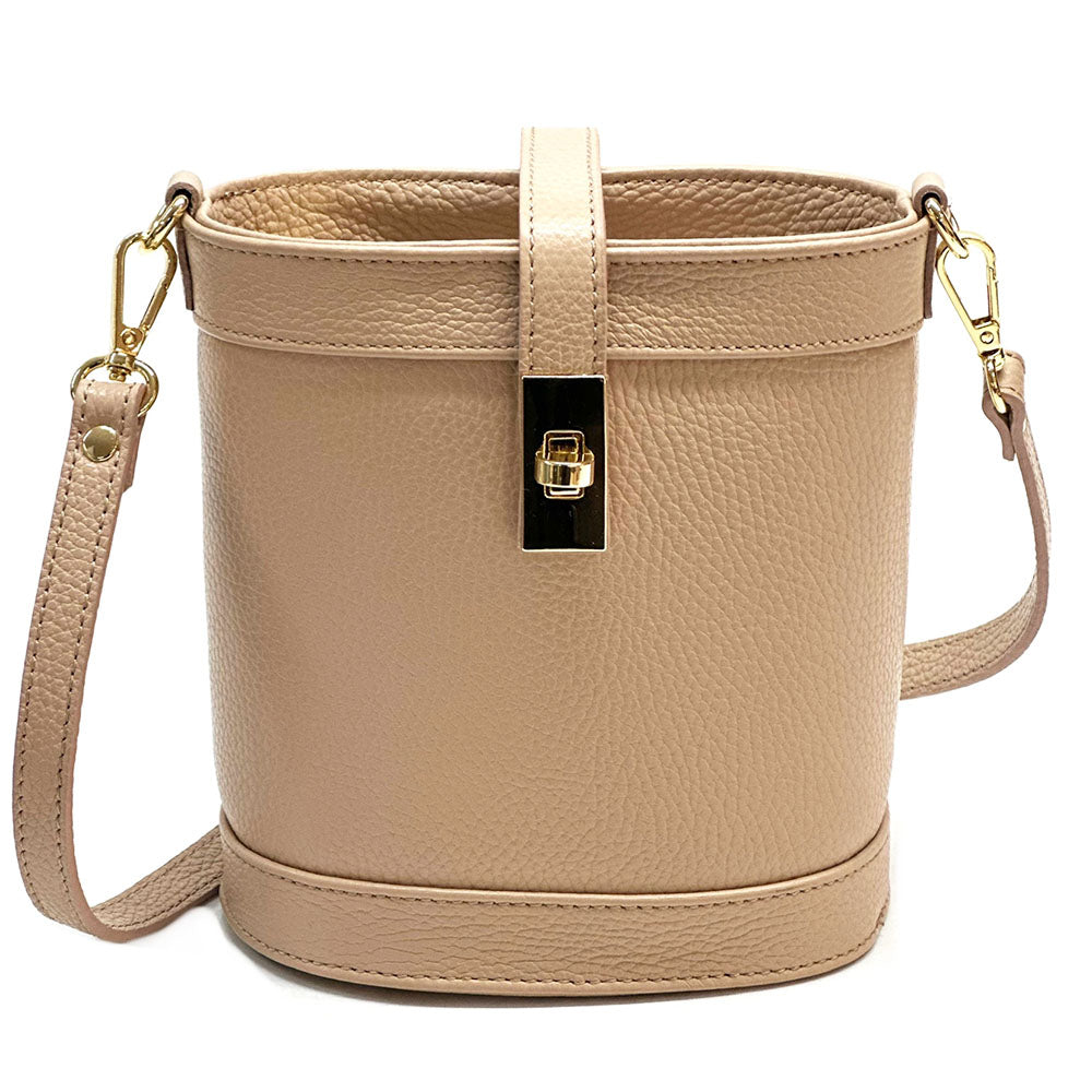 Juliette Cow Leather Bucket Bag - Made In Italy