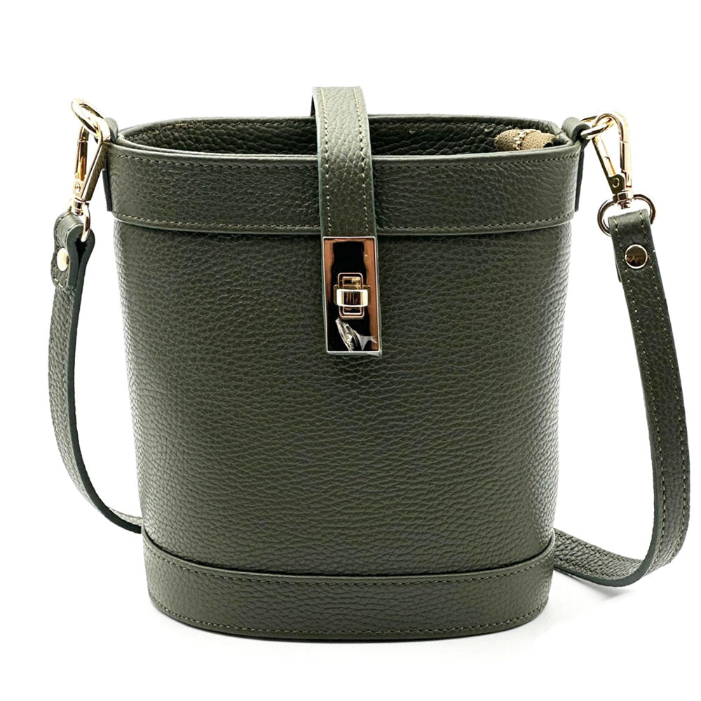Juliette Cow Leather Bucket Bag - Made In Italy