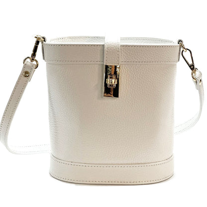 Juliette Cow Leather Bucket Bag - Made In Italy