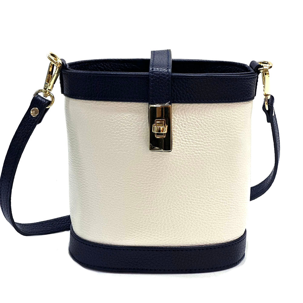 Juliette Cow Leather Bucket Bag - Made In Italy