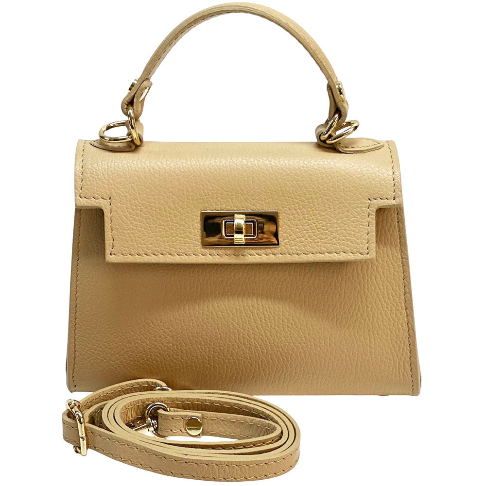 Sofia Structured Cow Leather Handbag - Made In Italy