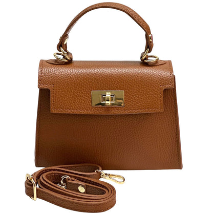 Sofia Structured Cow Leather Handbag - Made In Italy