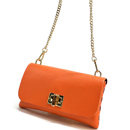 Rebecca Cow Leather Chain Shoulder Bag - Made In Italy