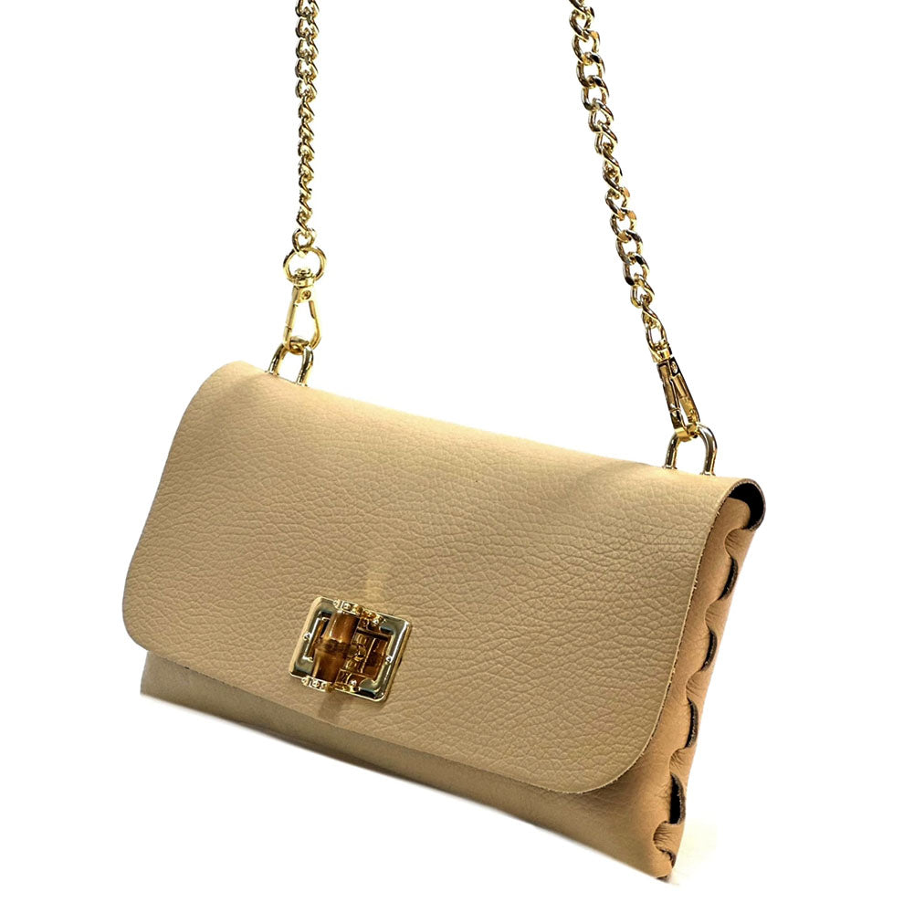 Rebecca Cow Leather Chain Shoulder Bag - Made In Italy