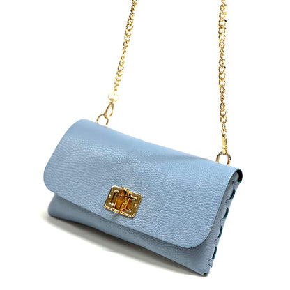 Rebecca Cow Leather Chain Shoulder Bag - Made In Italy