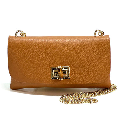 Rebecca Cow Leather Chain Shoulder Bag - Made In Italy