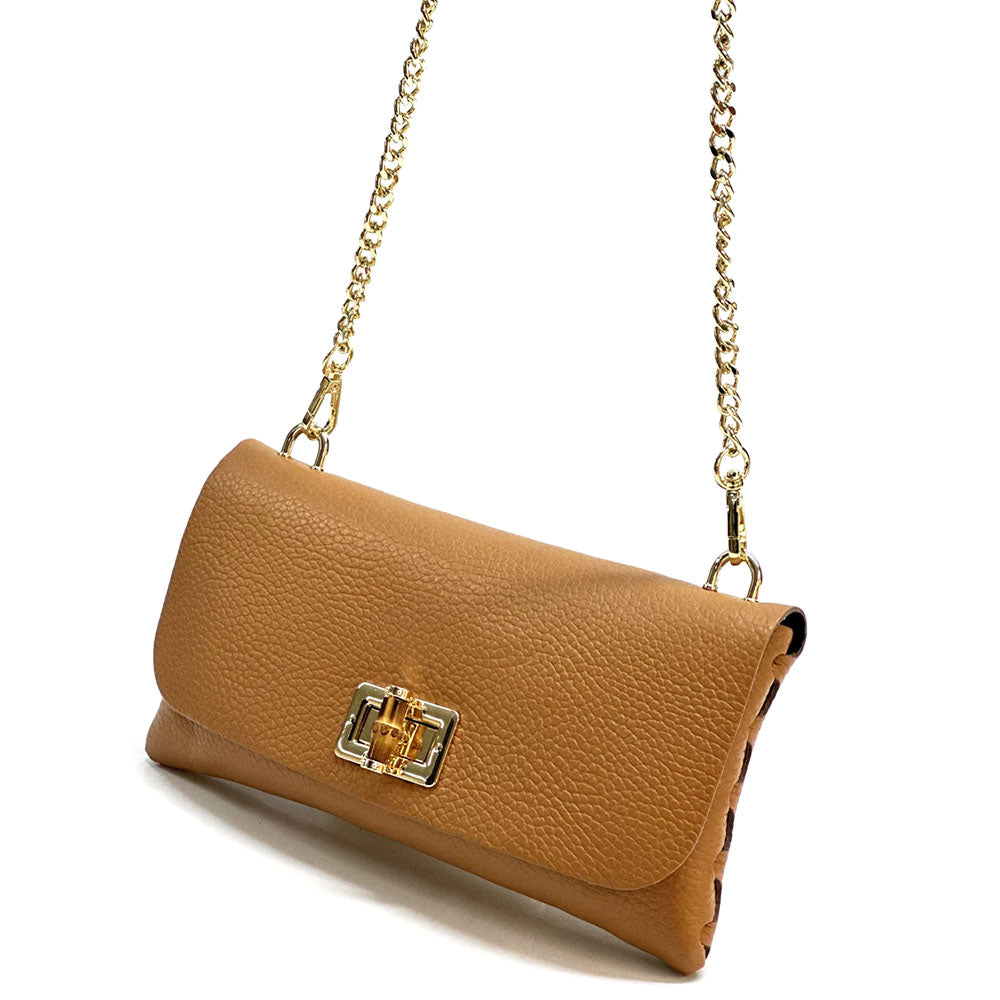 Rebecca Cow Leather Chain Shoulder Bag - Made In Italy