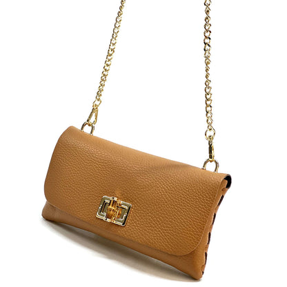 Rebecca Cow Leather Chain Shoulder Bag - Made In Italy