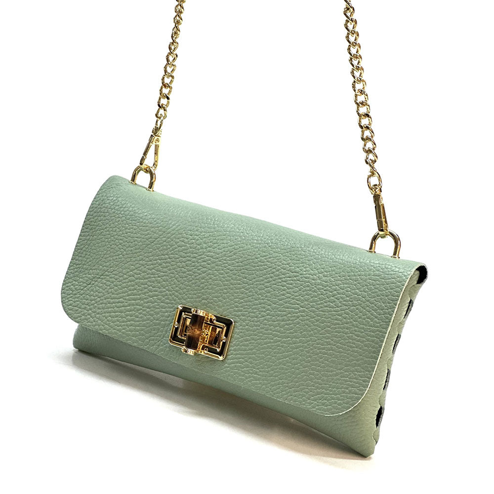 Rebecca Cow Leather Chain Shoulder Bag - Made In Italy