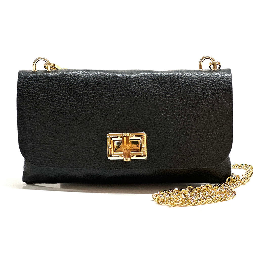 Rebecca Cow Leather Chain Shoulder Bag - Made In Italy