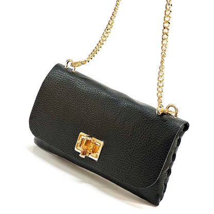 Rebecca Cow Leather Chain Shoulder Bag - Made In Italy