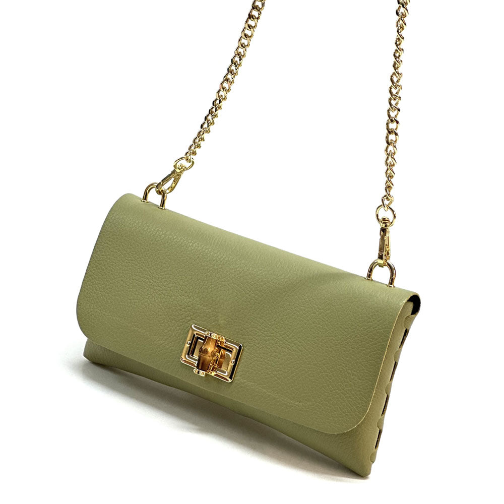 Rebecca Cow Leather Chain Shoulder Bag - Made In Italy