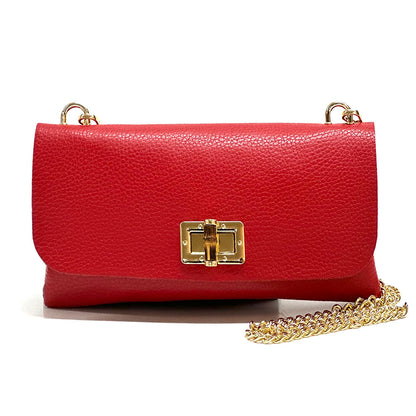 Rebecca Cow Leather Chain Shoulder Bag - Made In Italy