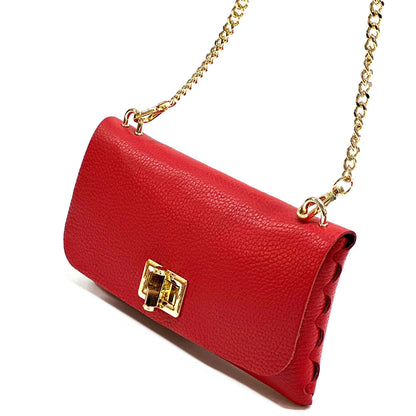 Rebecca Cow Leather Chain Shoulder Bag - Made In Italy