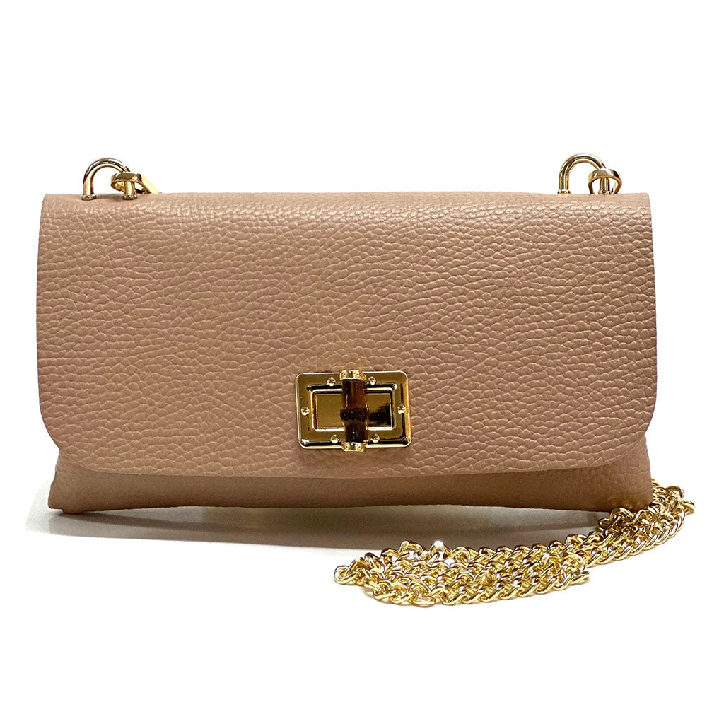 Rebecca Cow Leather Chain Shoulder Bag - Made In Italy