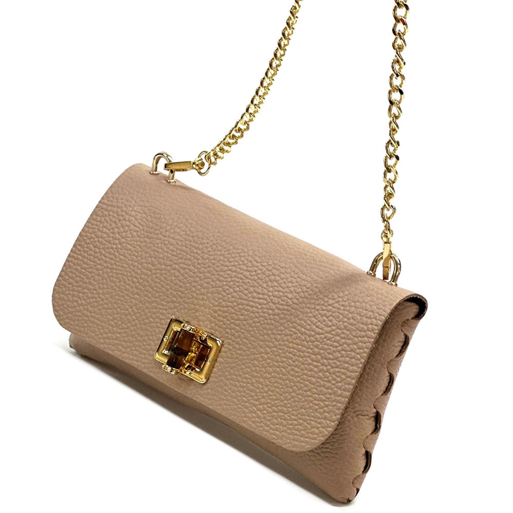 Rebecca Cow Leather Chain Shoulder Bag - Made In Italy