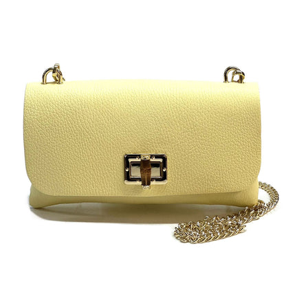 Rebecca Cow Leather Chain Shoulder Bag - Made In Italy