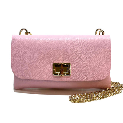 Rebecca Cow Leather Chain Shoulder Bag - Made In Italy