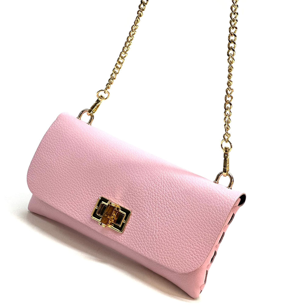 Rebecca Cow Leather Chain Shoulder Bag - Made In Italy