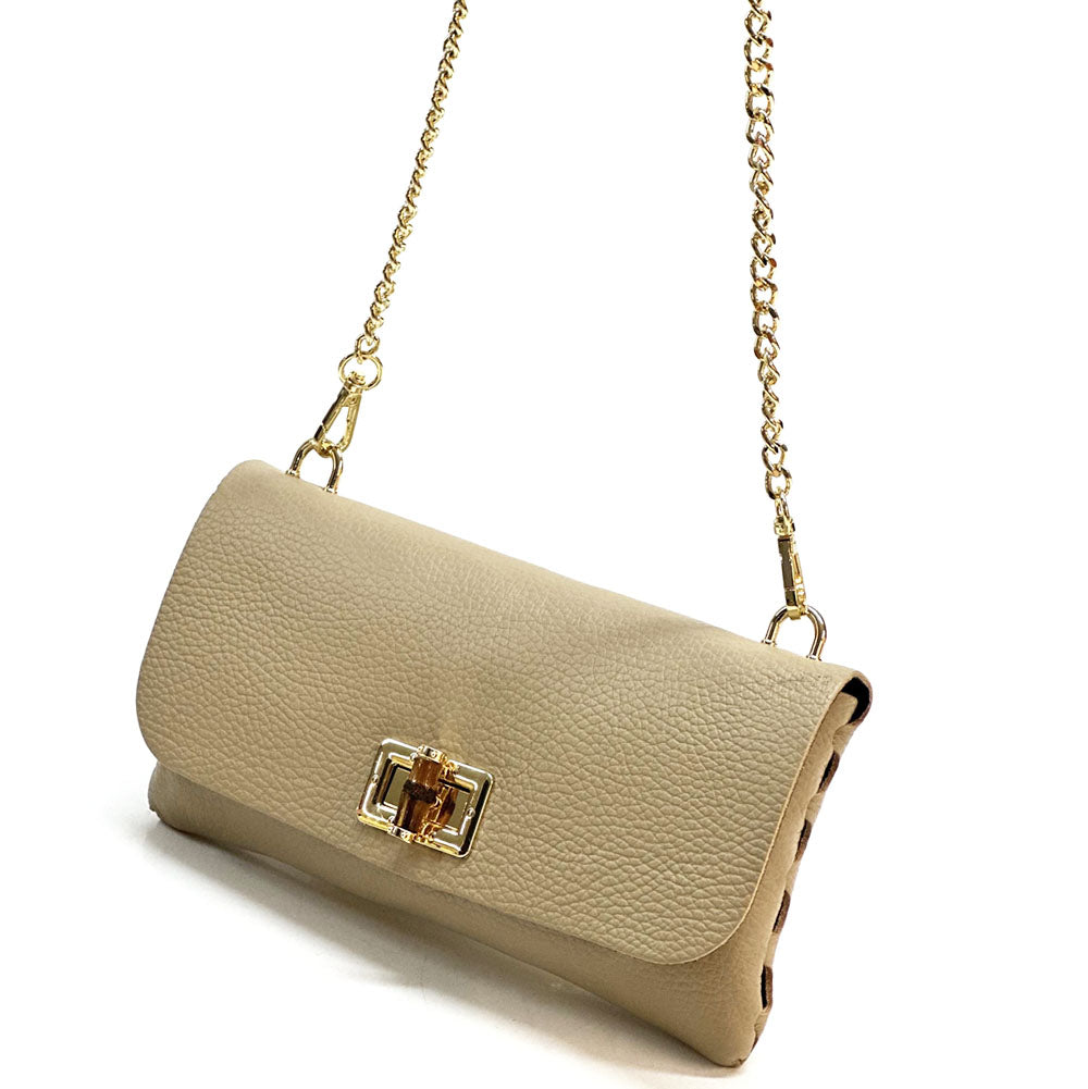 Rebecca Cow Leather Chain Shoulder Bag - Made In Italy