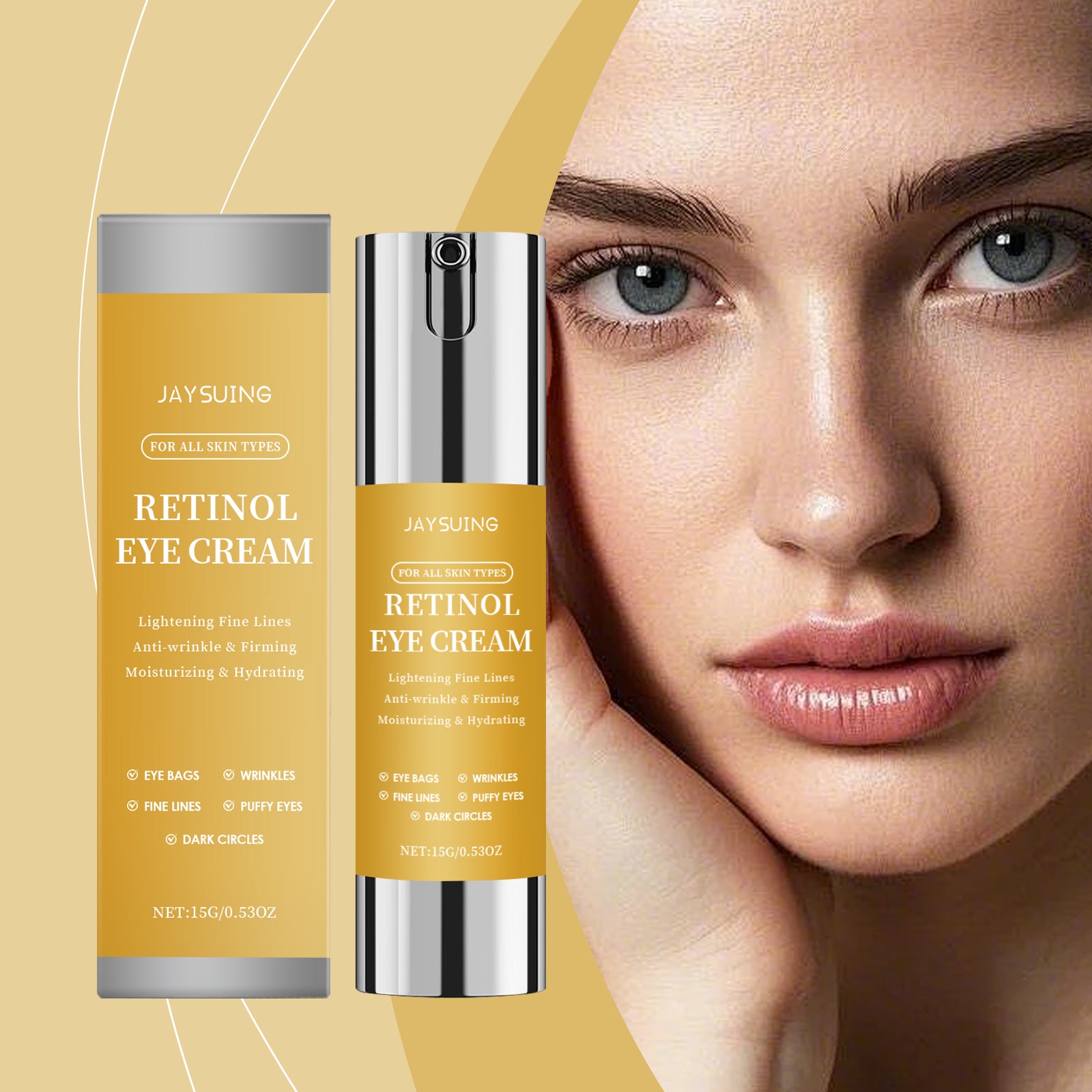 Jaysuing Retinol Eye Cream, Deeply Moisturizes And Nourishes, Improves The Skin Around The Eyes, Relieves Dryness And Tightens The Eye Area