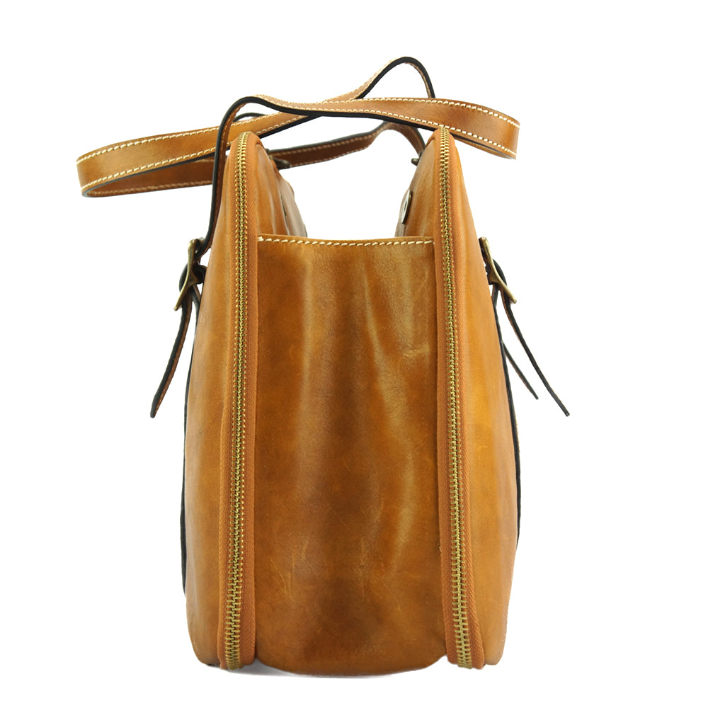 Iéna Shoulder tote in natural cowhide trim - Made In Italy