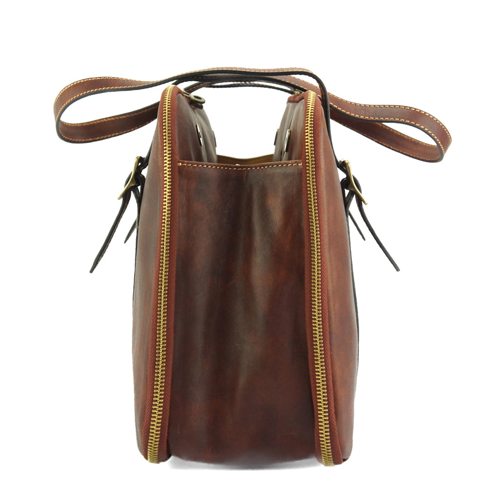Iéna Shoulder tote in natural cowhide trim - Made In Italy
