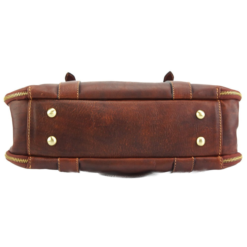Iéna Shoulder tote in natural cowhide trim - Made In Italy
