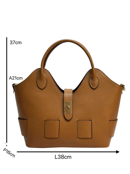 Lunetta Italian Cow Leather Tote Bag - Made In Italy
