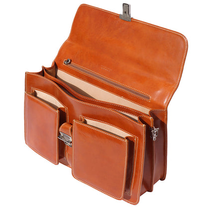 Magnate Leather Briefcase - Made In Italy