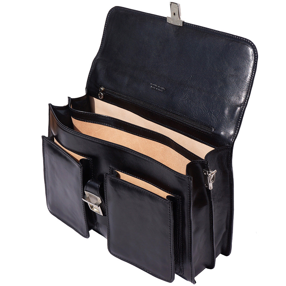 Magnate Leather Briefcase - Made In Italy