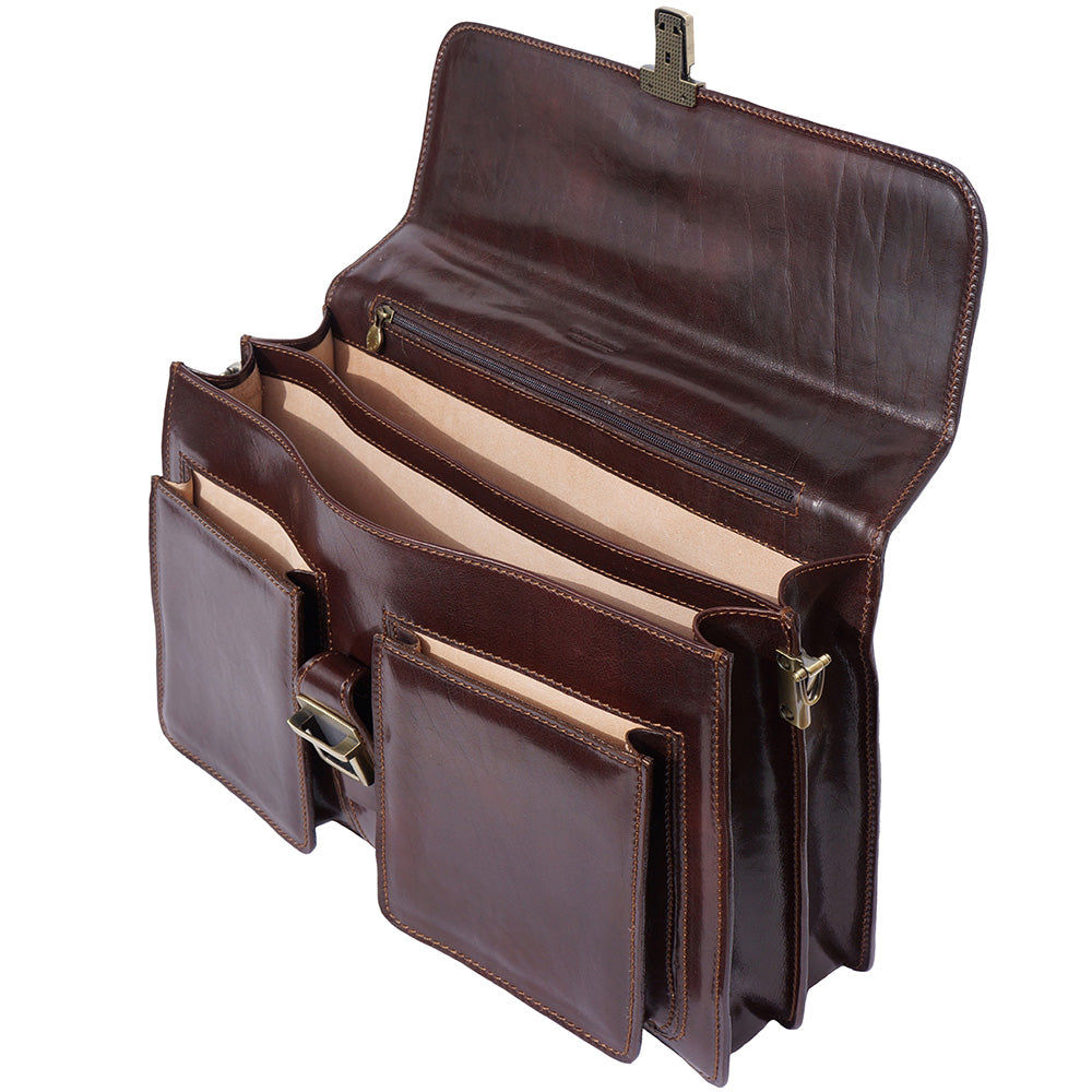 Magnate Leather Briefcase - Made In Italy