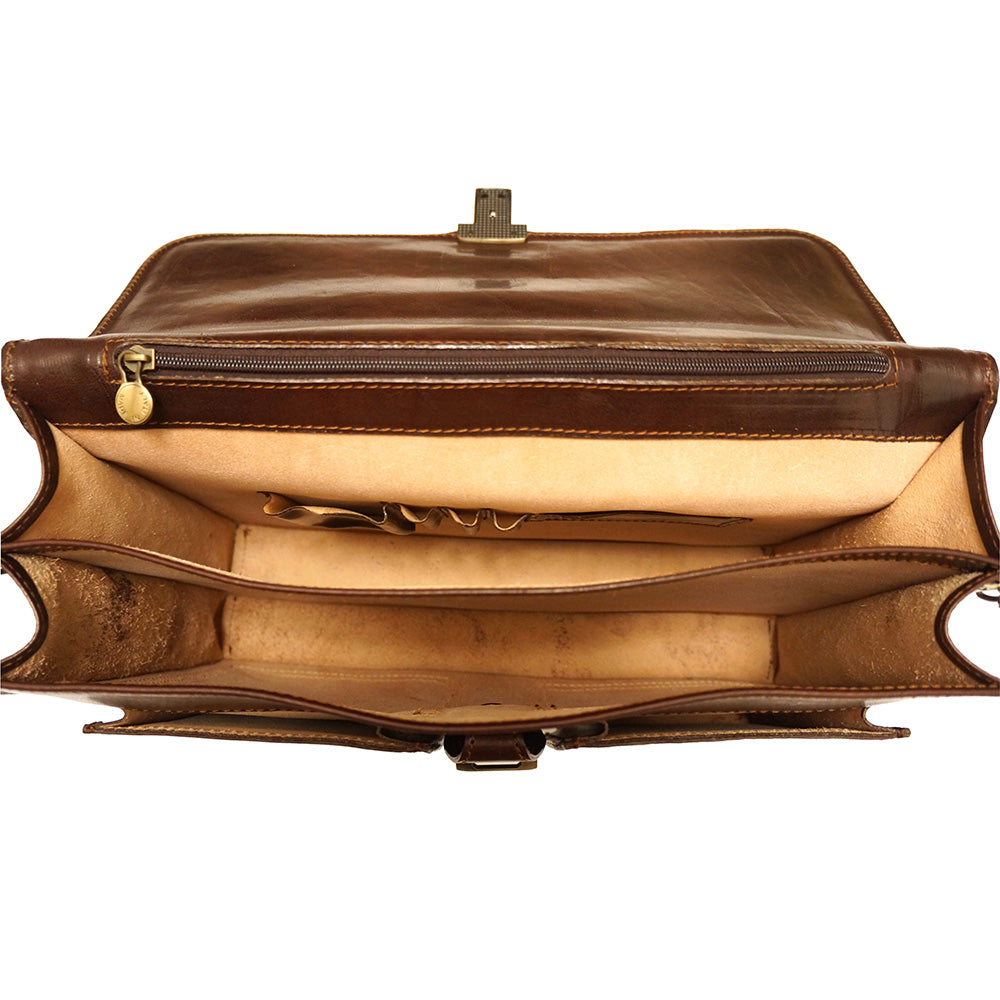 Magnate Leather Briefcase - Made In Italy