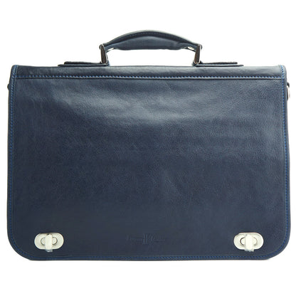 Leather briefcase with two compartments - made in Italy