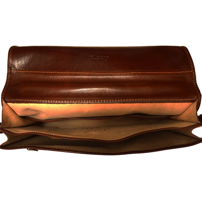 Leather briefcase with two compartments - made in Italy